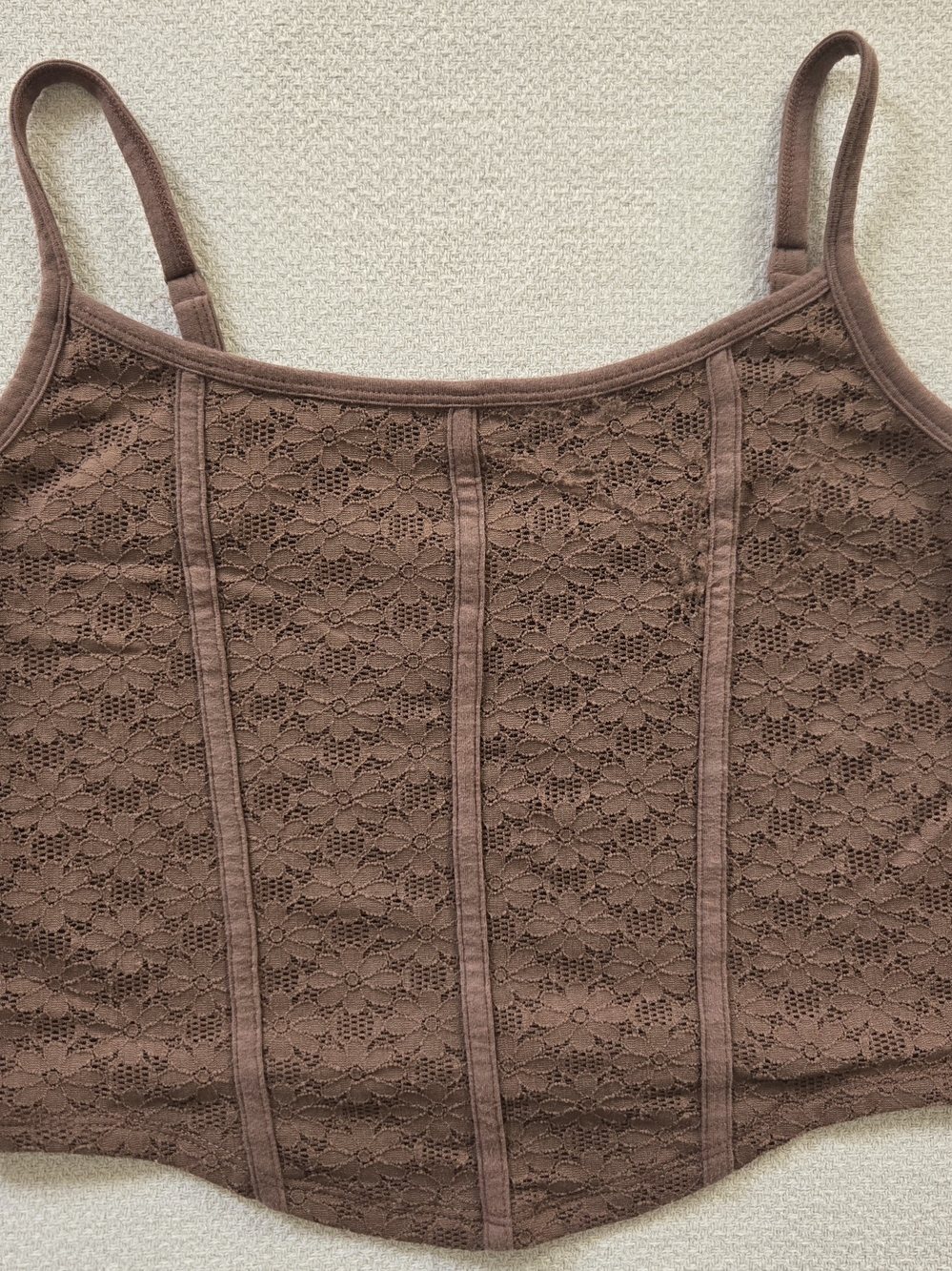 Hollister Brown Floral Lace Corset Cami Crop Top L